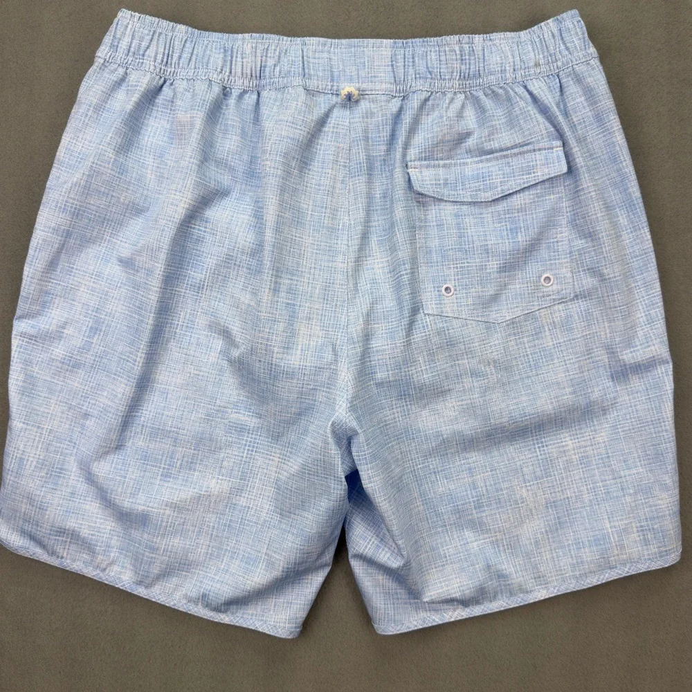 Johnnie-O Santa Monica Mens Blue Crosshatch Swim Trunks Board Shorts Size Medium